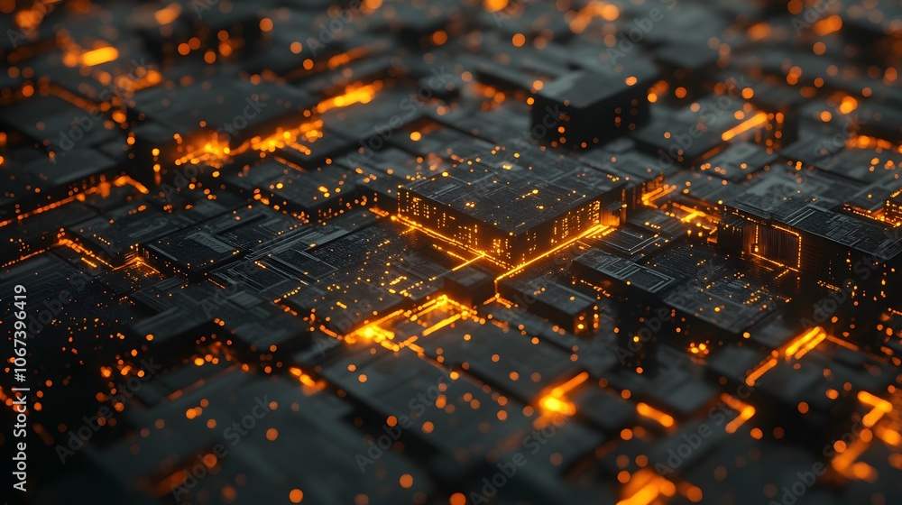 Poster Abstract design of a layered ML model with glowing pathways and dots, emphasizing its learning capabilities, 4k resolution
