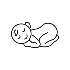 Sleeping baby icon simple black line style.