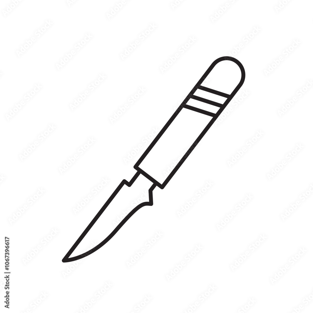 Poster scalpel icon simple black line style.