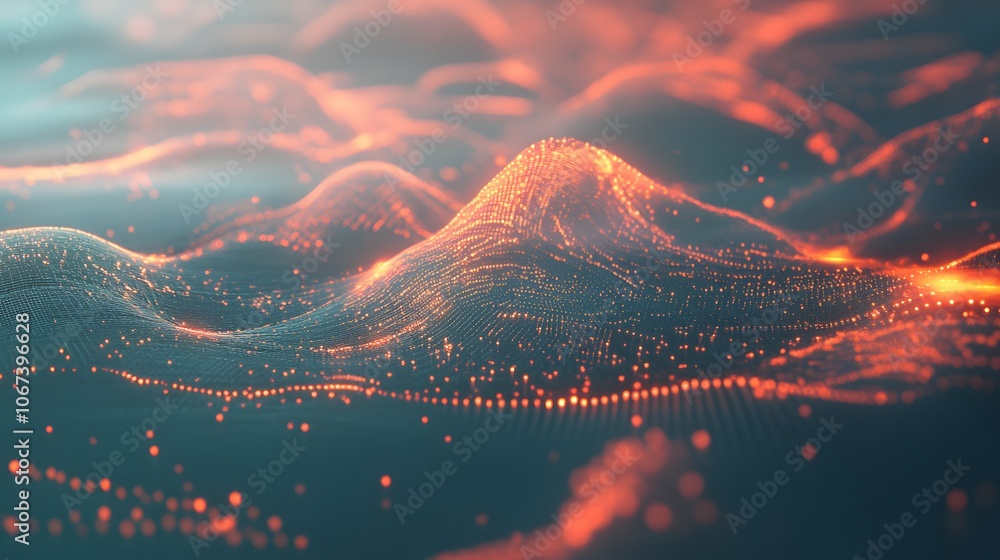Leinwandbilder Abstract visualization of data nodes and links forming a complex network, capturing the essence of an innovative ML algorithm, 4k resolution