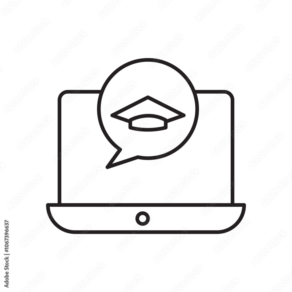 Poster e learning icon simple black line style.
