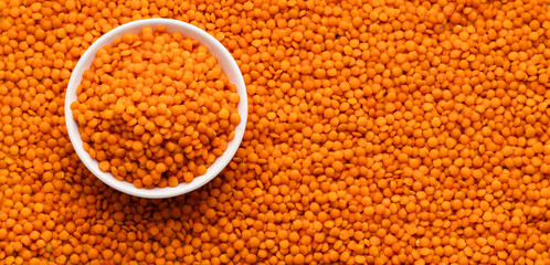 Lens culinaris organic - Red lentils in the bowl.