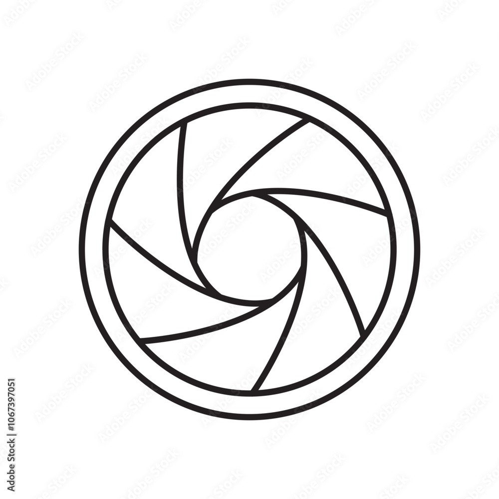 Poster Camera shutter icon simple black line style.