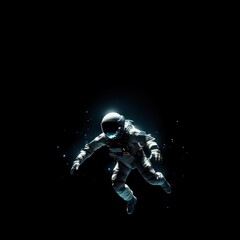 Fototapeta premium Astronaut in space, black design space. AI generated image .