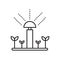 Lawn sprinkler icon simple black line style.