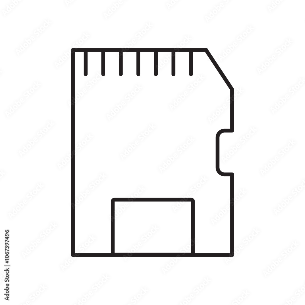 Poster Memory card icon simple black line style.