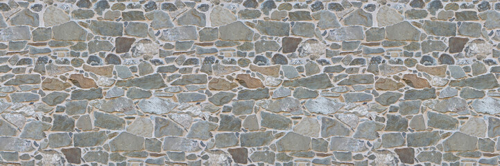 Seamless pattern of an old wall built with irregularly shaped stone blocks - Useful for renderings applications - Can be repeated modularly to create a uniform and continuously background