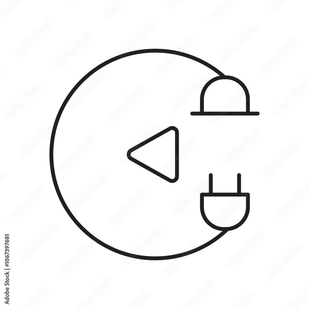 Aufkleber plug and play icon simple black line style.