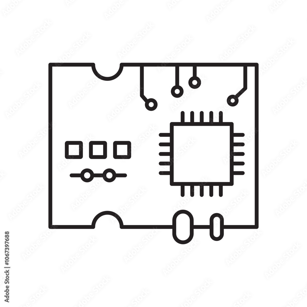 Poster pcb icon simple black line style.
