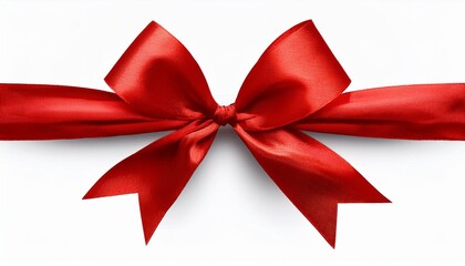 Fototapeta premium Realistic gift bow. Red ribbon isolated. Vector holiday decoration. Great for christmas and birthday cards, valentine or shopping sale banners. Easy to change colors.