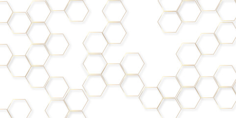 Modern simple style seamless pattern with hexagonal graphic design. Geometric art deco texture mosaic white background. abstract molecular structures in technology, wallpaper background, vector.	