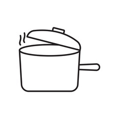 Sauce pan icon simple black line style.