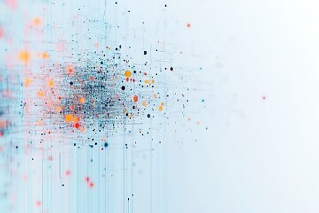 Abstract digital network with falling data points and lines.
