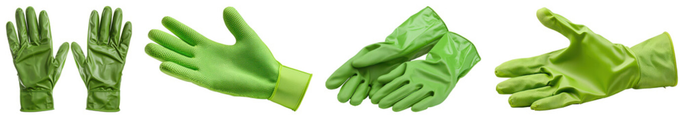 Enhance your cleaning routine with durable green rubber gloves