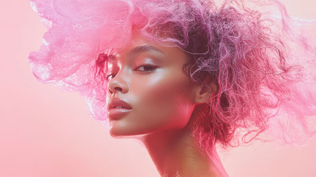 Jellyfish-inspired hairstyle portrait for creative editorial design