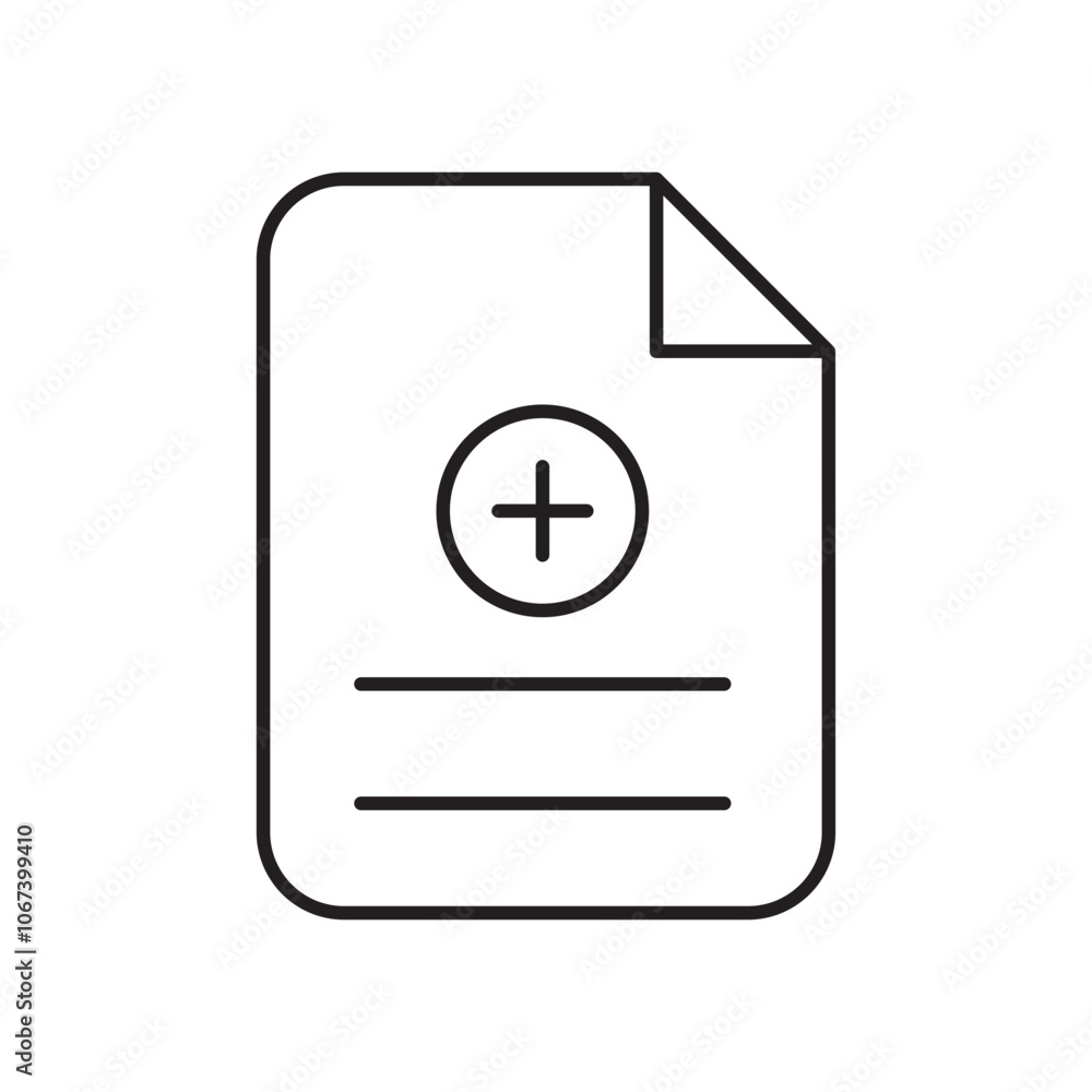 Poster Add document icon simple black line style.