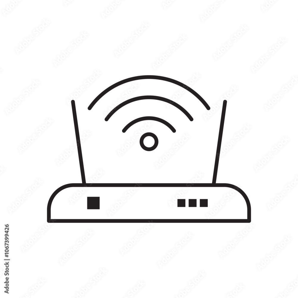 Poster Wifi modem icon simple black line style.