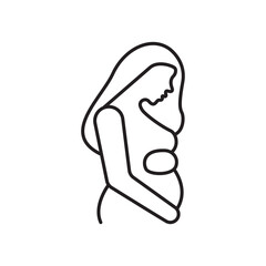 Pregnant woman icon simple black line style.
