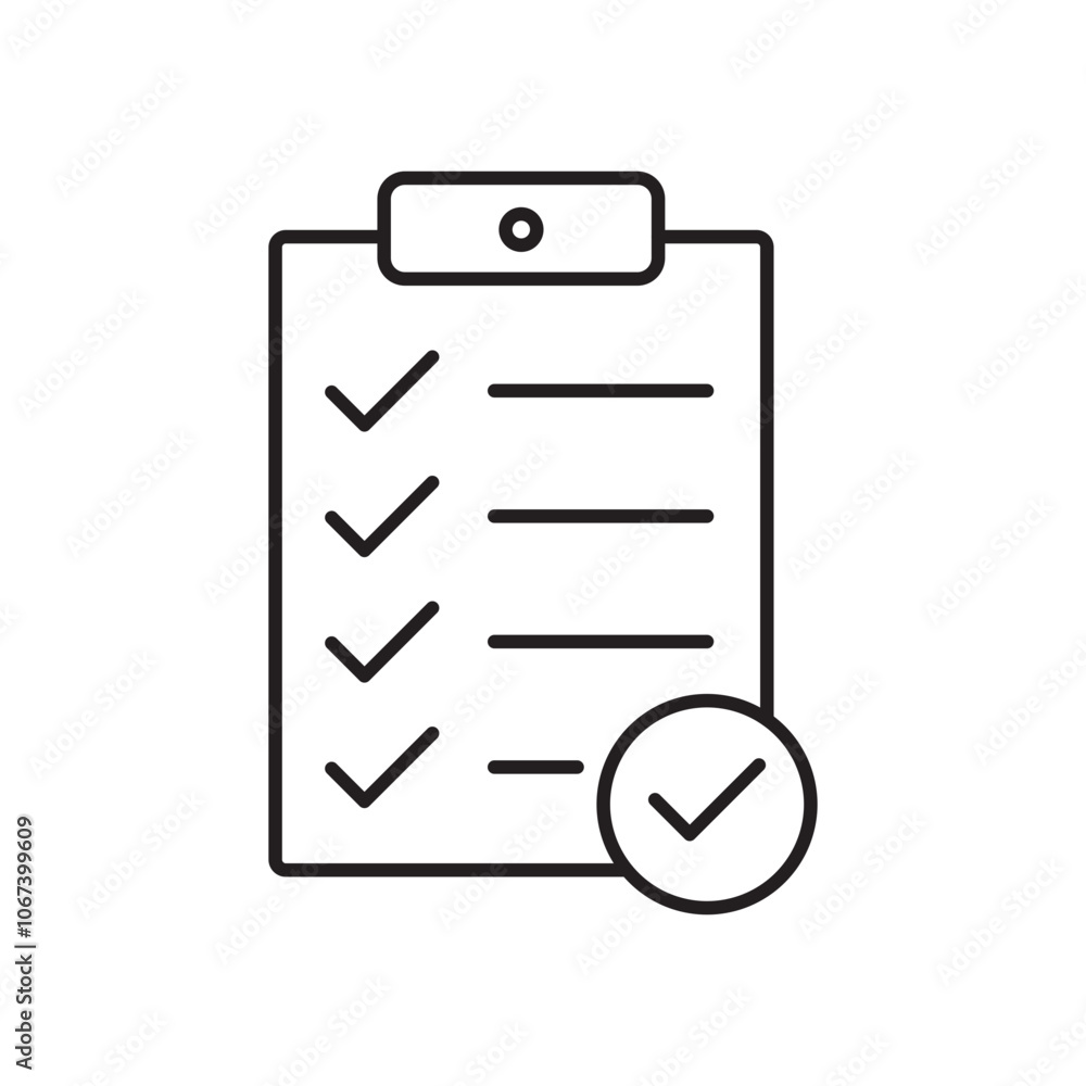 Poster clipboard check flat simple vector symbols illustration.