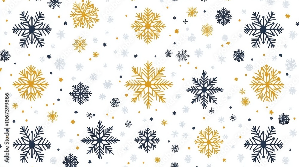 Poster decorative snowflake and star pattern on white background