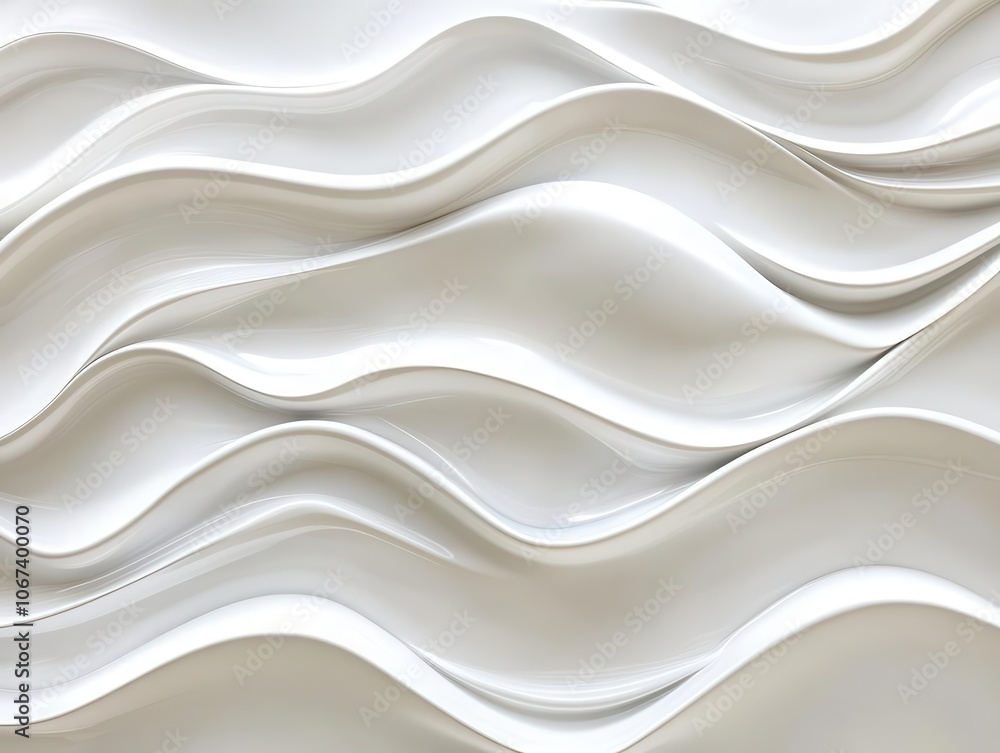 Poster abstract seamless white glossy waves create a soft, flowing texture that overlays a minimalist backg