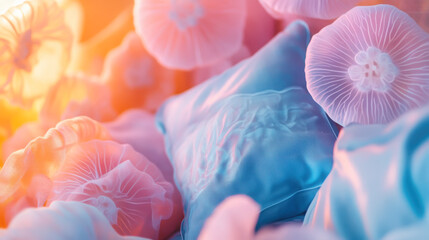 Jellyfish-inspired home decor textiles with soft pastel hues for elegant interior design