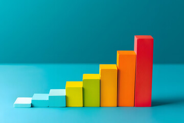 colorful bar chart data visualization depicting growth and progression. generative ai
