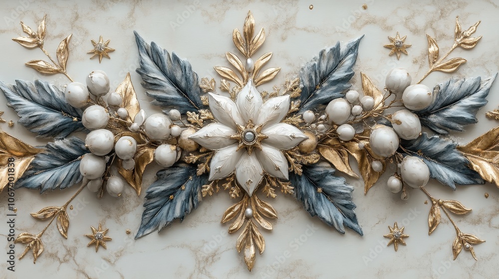 Poster elegant snowflake floral pattern design