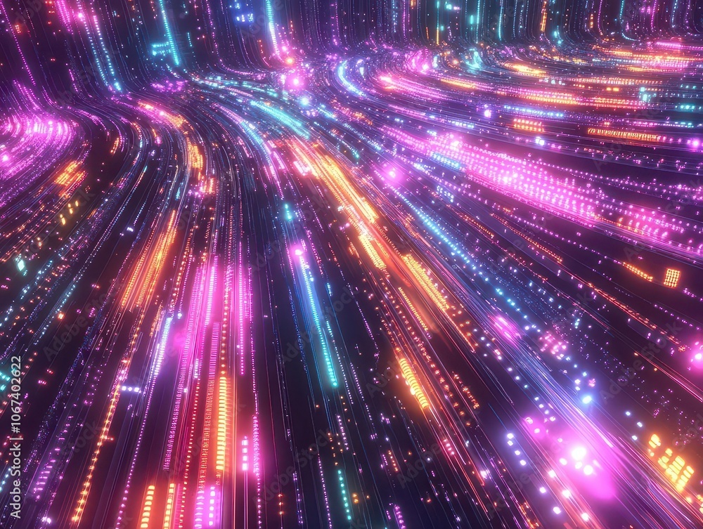 Poster a mesmerizing background filled with glowing data cables, illustrating the concept of data transfer 