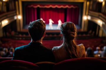 Fototapeta premium Couple watching from the box ballet in a theater