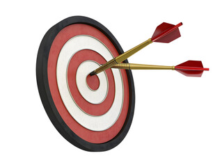 Dart and target. Isolated. Success. 3d illustration.