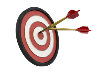 Dart and target. Isolated. Success. 3d illustration.