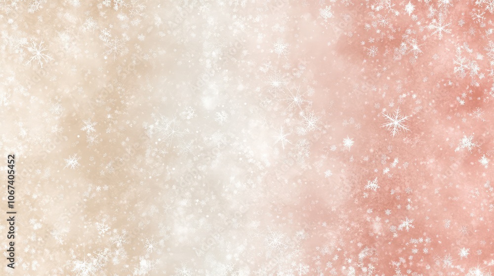 Poster soft gradient background in warm cream and blush, with a hint of frosty snowflakes and holiday spark