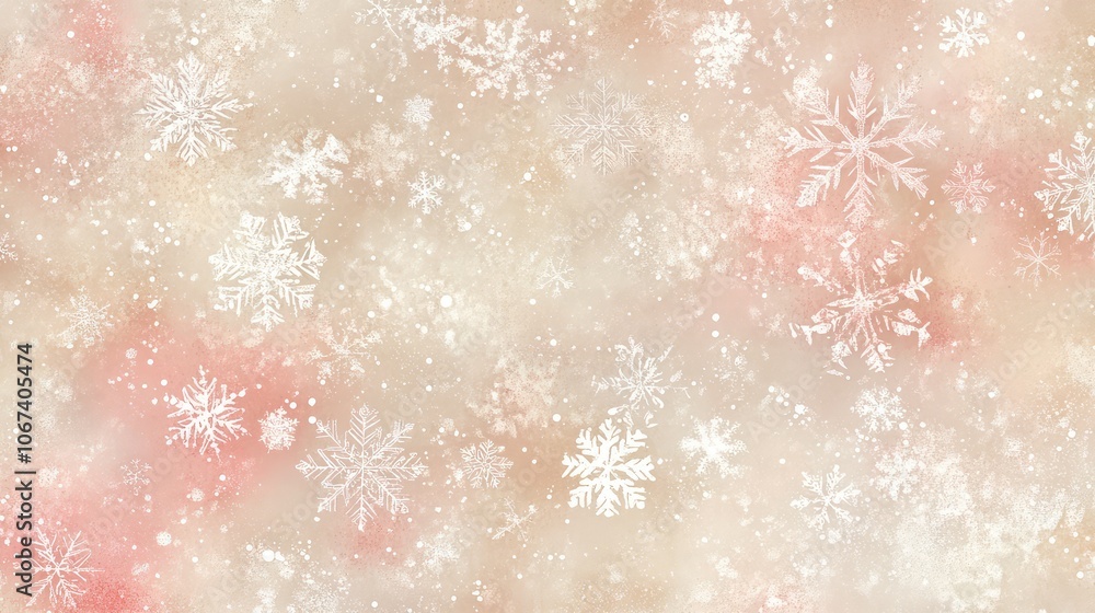 Poster soft gradient background in warm cream and blush, with a hint of frosty snowflakes and holiday spark