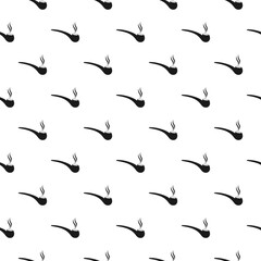 Smoking pipe with smoke icon isolated seamless pattern on white background