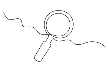 Continuous line illustration of a magnifying glass