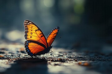 Obraz premium symbolizing personal growth a butterfly gracefully takes flight casting the shadow of a bird soaring high representing aspirations for change freedom and transformation