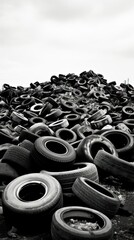 Obraz premium Junkyard wheel black tire.
