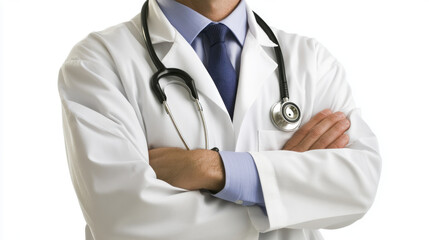 A male doctor wearing a stethoscope, symbolizing his profession in healthcare.