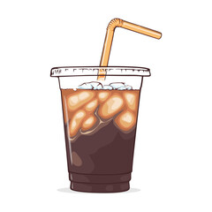 Illustration of iced coffee with straw