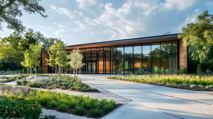 Obraz premium Single-Story Warehouse with a Streamlined Exterior