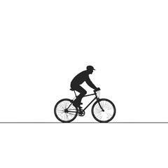 Obraz premium Silhouette of a cyclist riding a bike with a white background