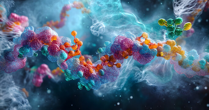 Nobel prize for the discovery of microRNA and its role in regulating gene expression. miRNA binding to mRNA 3D image. Post-transcriptional gene regulation, cell rna molecular mechanisms, genetic code