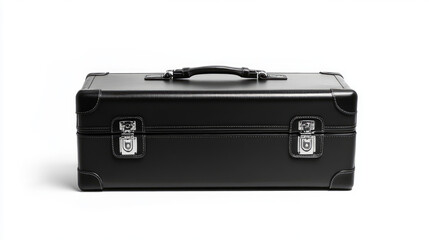 Black suitcase on a white background. It's a carry-on bag for a vacation.