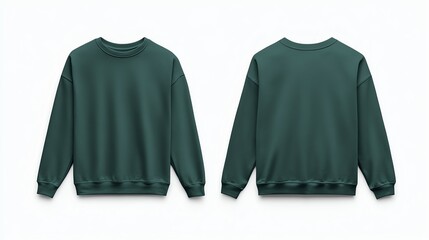 Green Crewneck Sweatshirt Mockup - Front and Back
