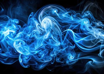 Obraz premium Abstract Blue Smoke Rings Panoramic Design Element