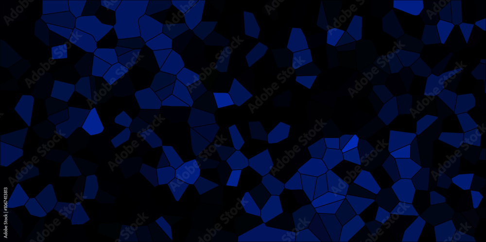Aufkleber dark blue and white broken-stained glass background with white lines voronoi diagram background seam