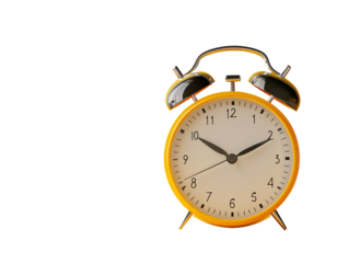 a yellow alarm clock with bells