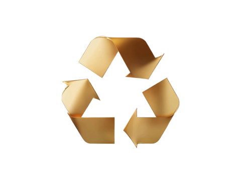 a gold recycle symbol
