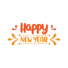 Happy New Year writing calligraphic lettering typography design vector illustration. Hand drawn vector art.